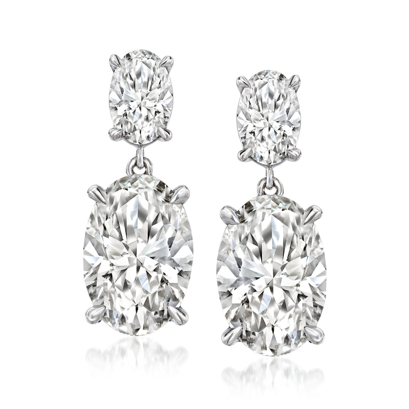 14kt white gold oval lab-grown diamond drop earrings with two stacked oval stones