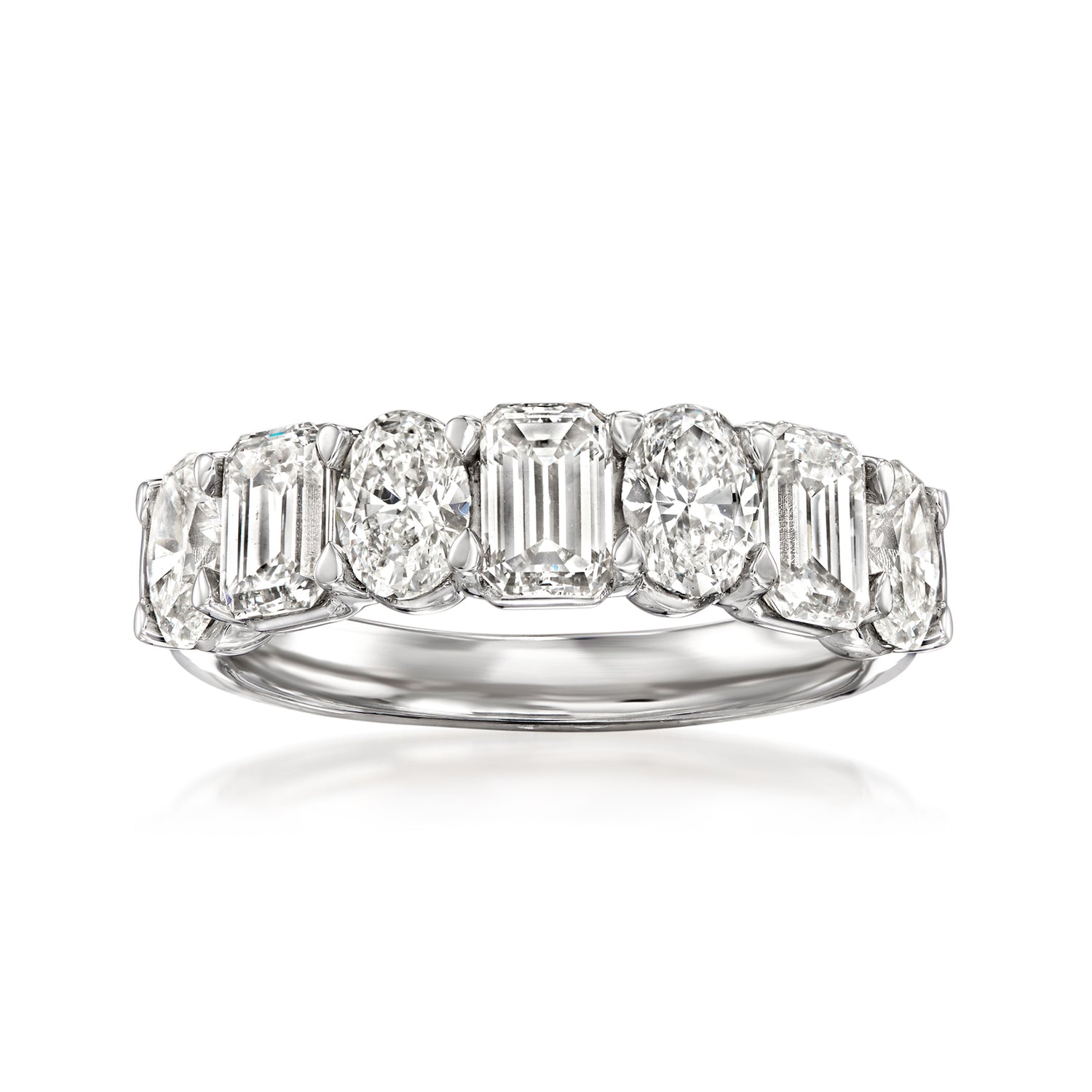 3.00 ct. t.w. Oval and Emerald-Cut Lab Grown Diamond Ring in 14kt White Gold