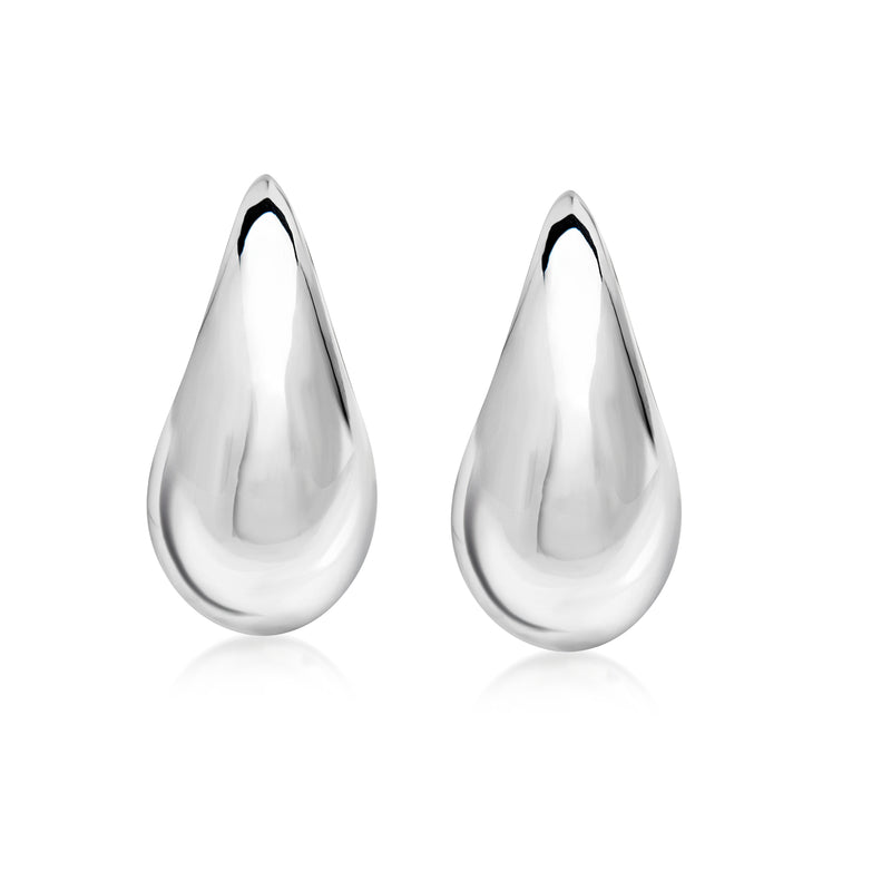 Sterling silver teardrop drop earrings, glossy teardrop drops