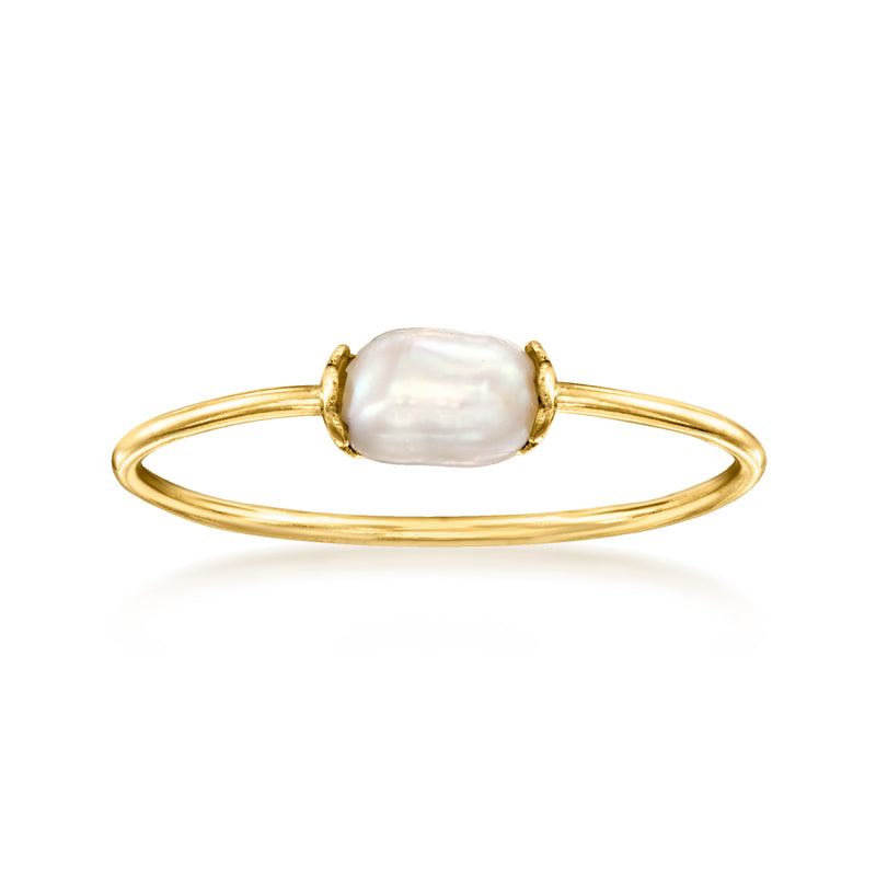 14kt yellow gold ring with oval cultured pearl