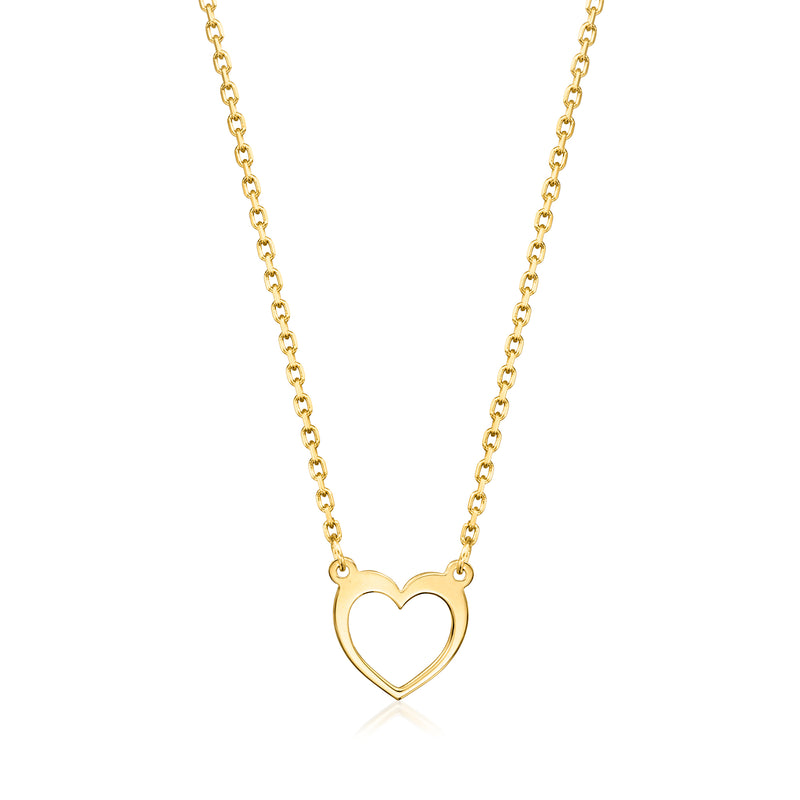 14kt yellow gold heart pendant necklace with cable chain