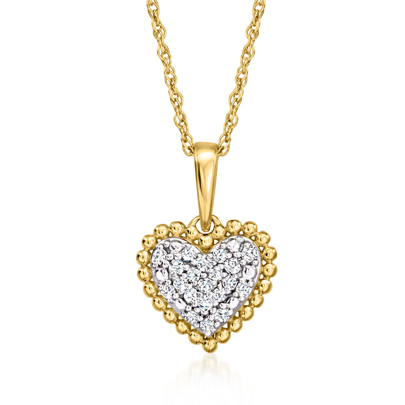 Gold-over-sterling pave diamond heart pendant necklace