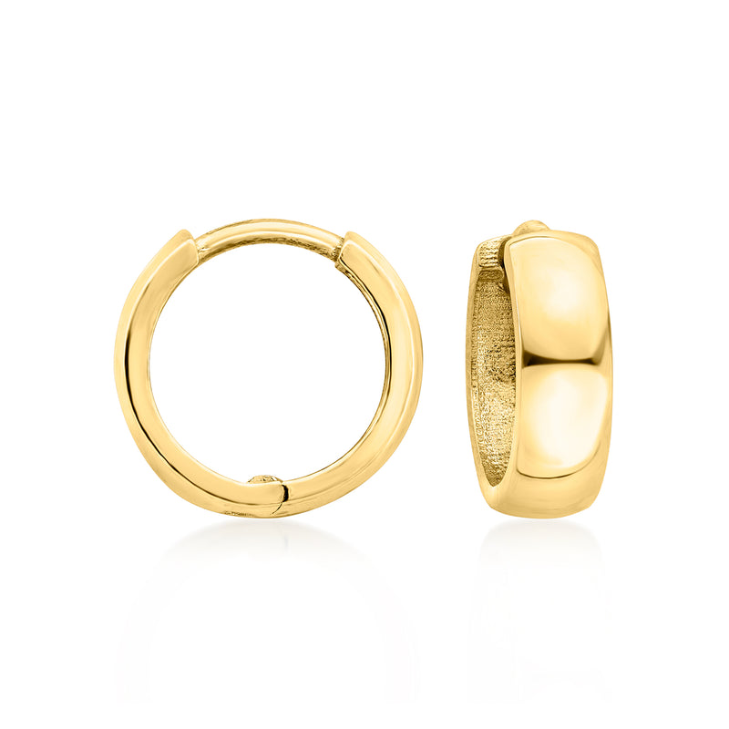 Petite 10k yellow gold hoop earrings, smooth round huggie style