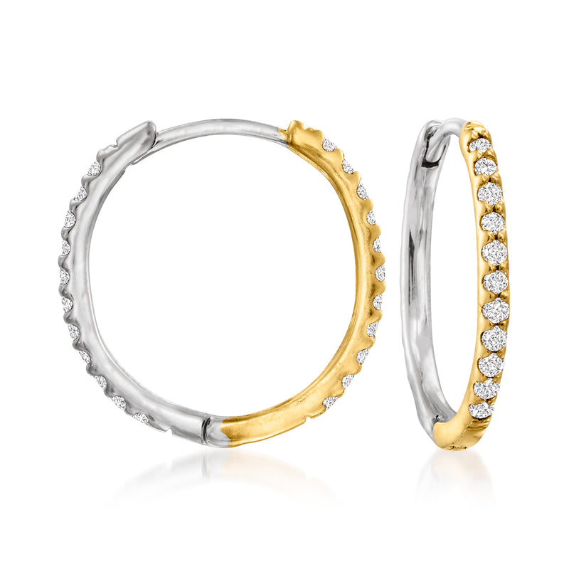 Reversible diamond hoop earrings in sterling silver and 18kt gold over sterling
