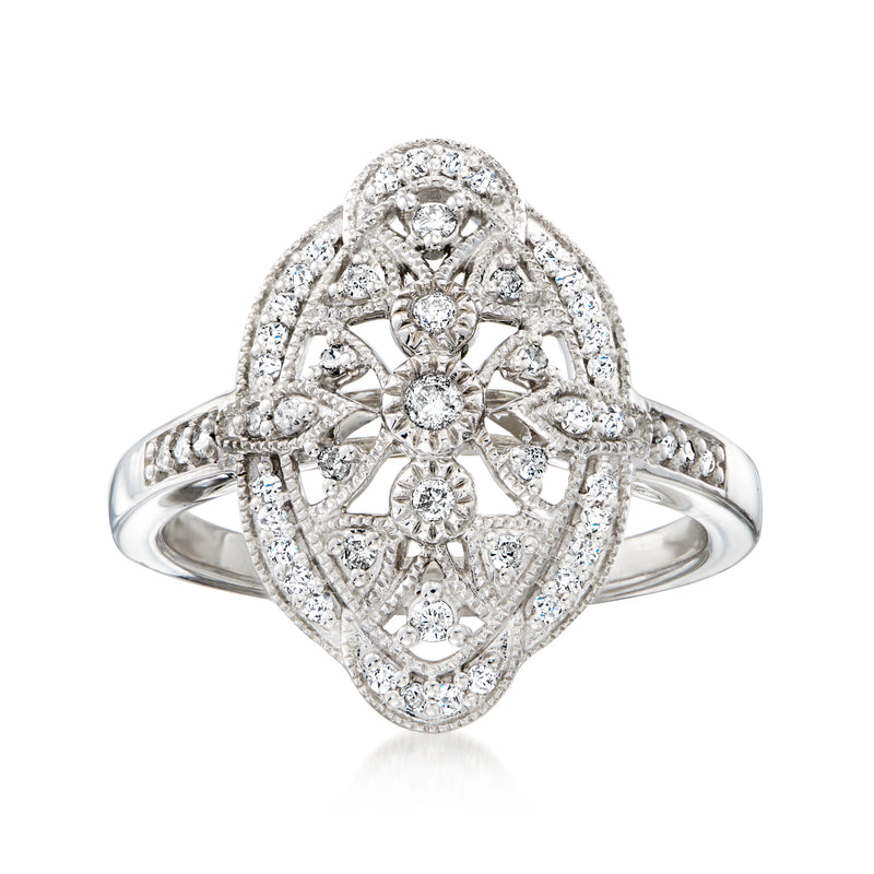 Sterling silver marquise diamond halo ring with round stones, split band