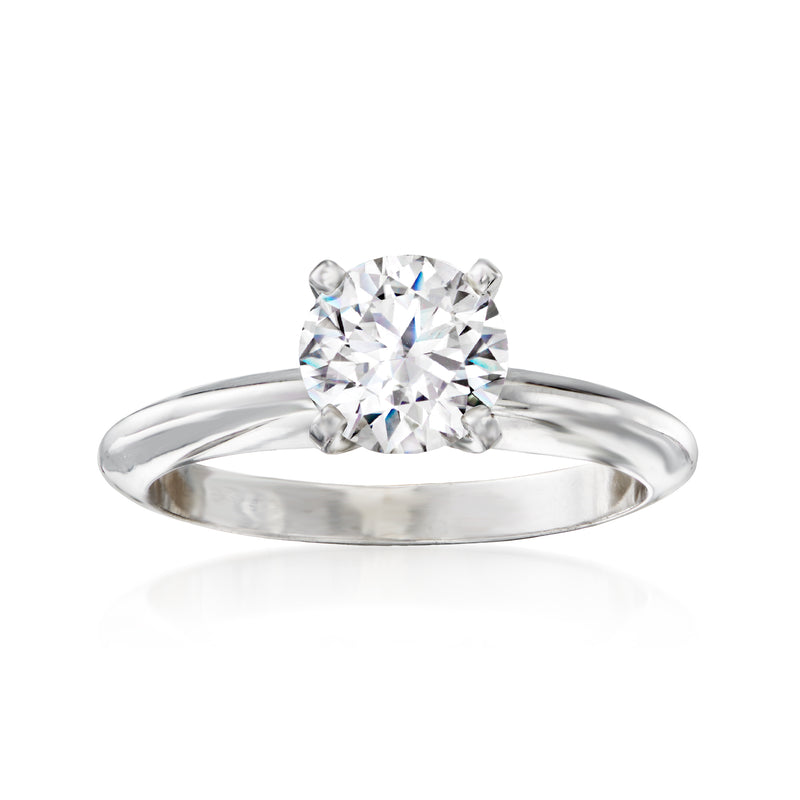 Round diamond solitaire ring in white gold with four-prong setting