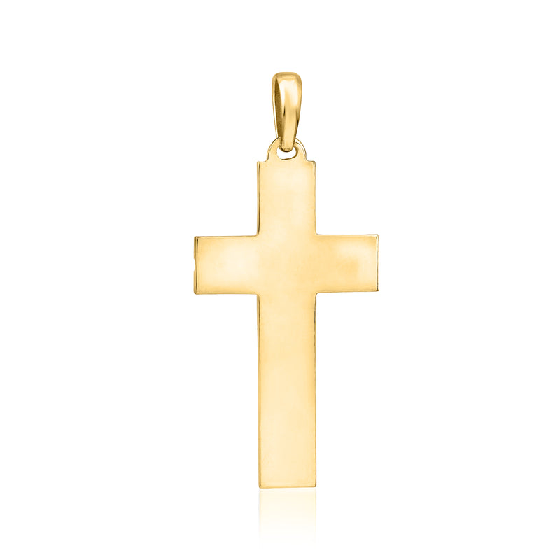 Men's 14kt Yellow Gold Grooved Cross Pendant