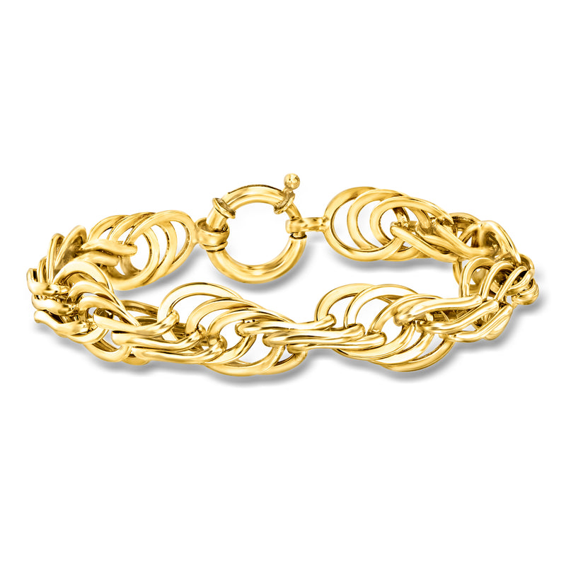 Gold-tone multi-oval link bracelet with round clasp