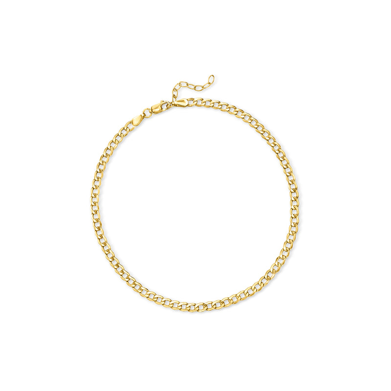 10kt yellow gold curb-link anklet with small lobster clasp