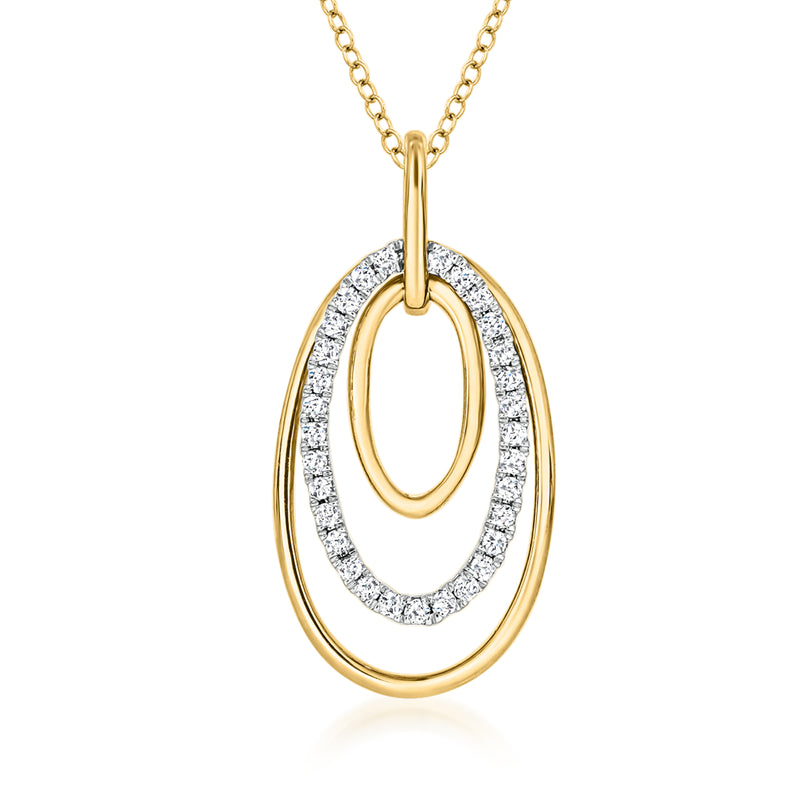 Diamond multi-oval pendant necklace in gold over sterling