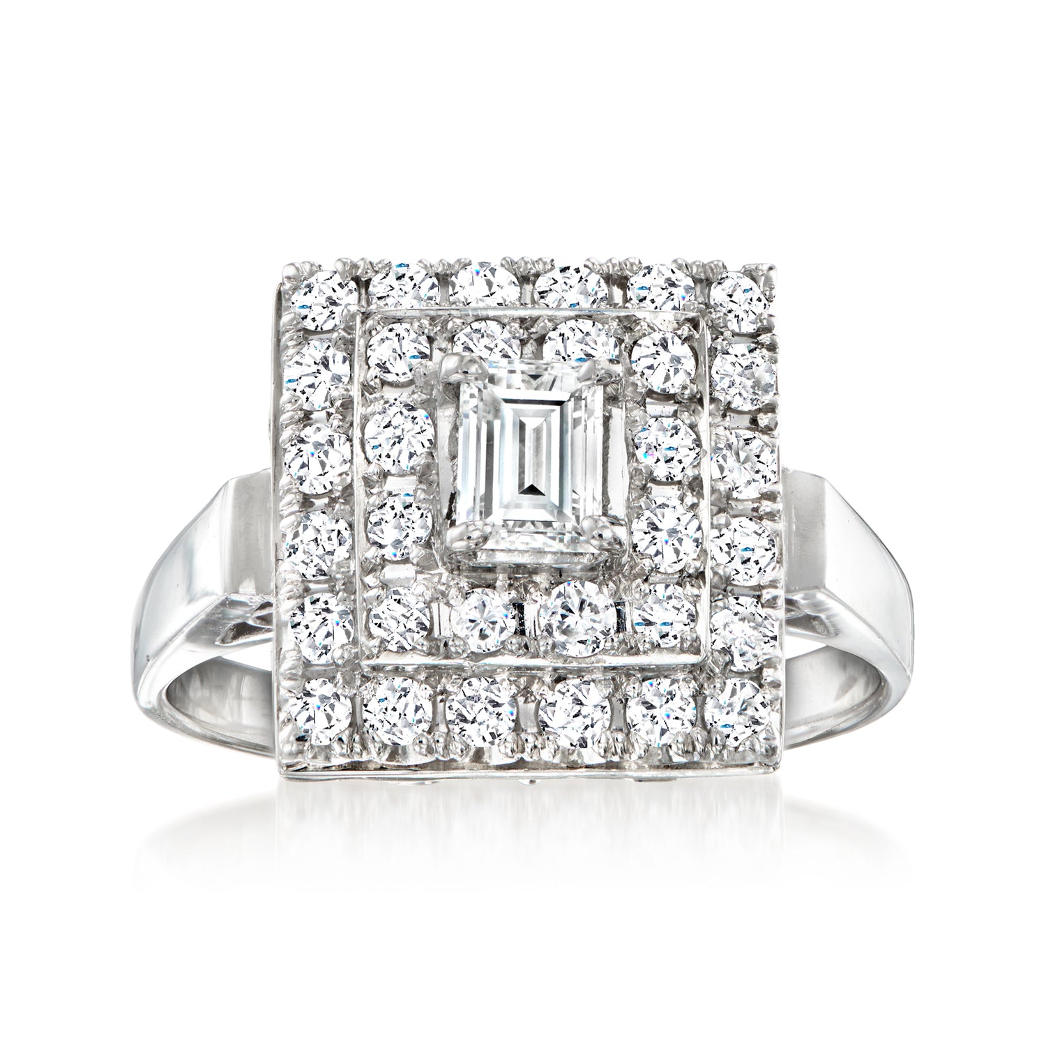 C. 1990 Vintage 1.00 ct. t.w. Diamond Square Cluster Ring in Platinum