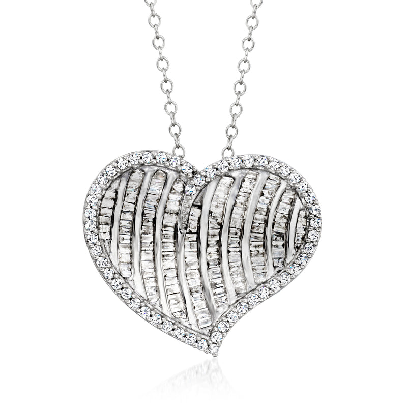 Sterling silver diamond heart pendant necklace
