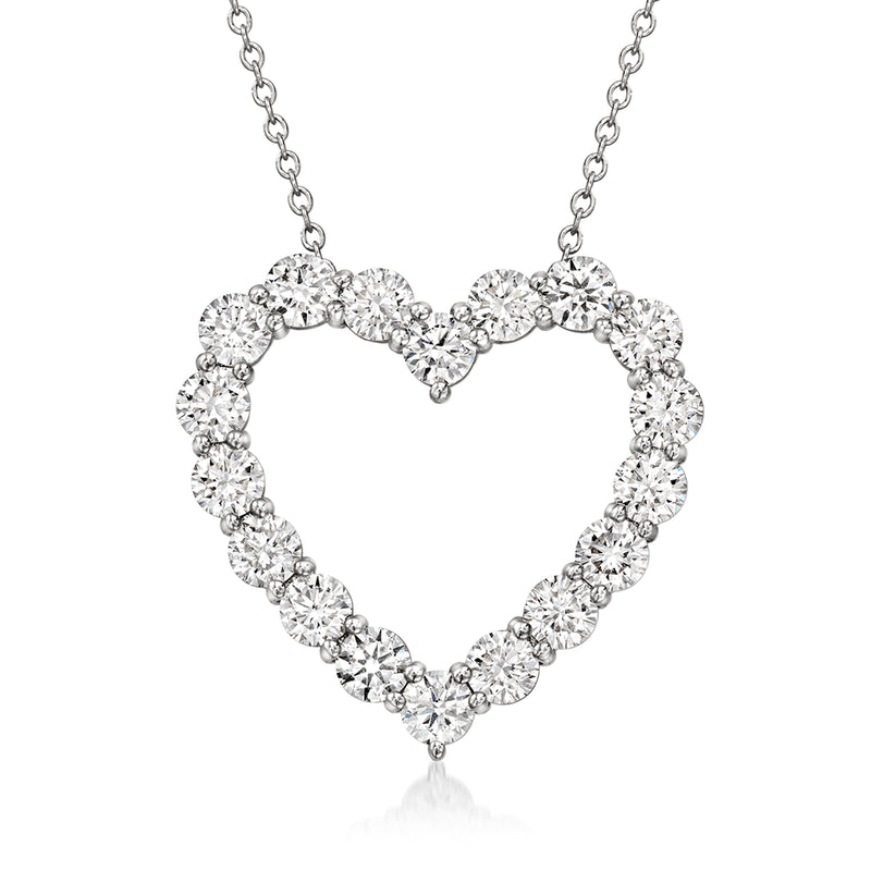 Heart diamond pendant necklace in 14kt white gold with round stones