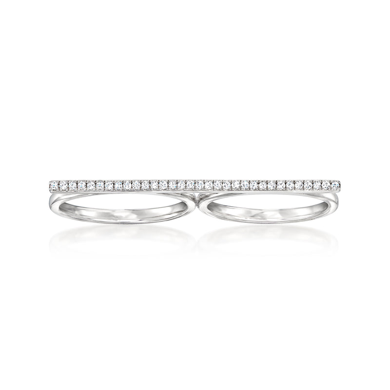 Diamond two-finger bar ring in sterling silver