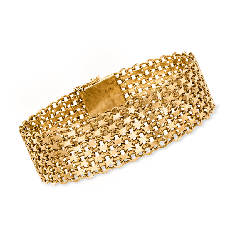 Vintage yellow gold fancy-link bracelet with textured openwork chain
