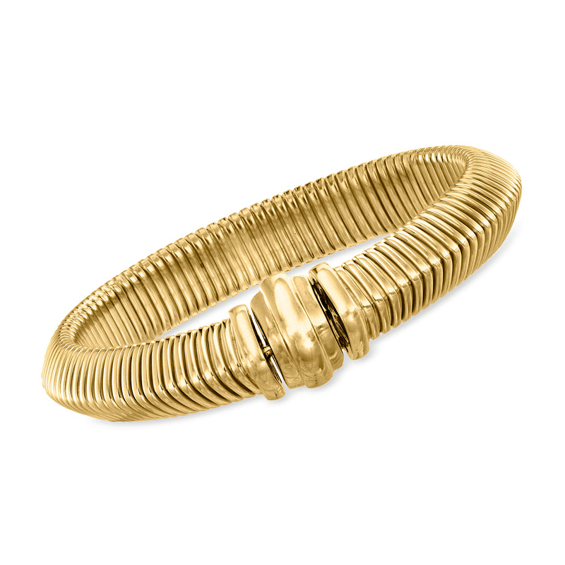Vintage 14kt yellow gold ribbed Omega bracelet with hinged clasp