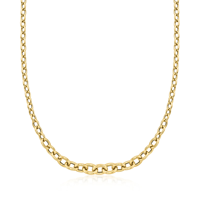 Italian 18kt yellow gold graduated cable-link necklace chain