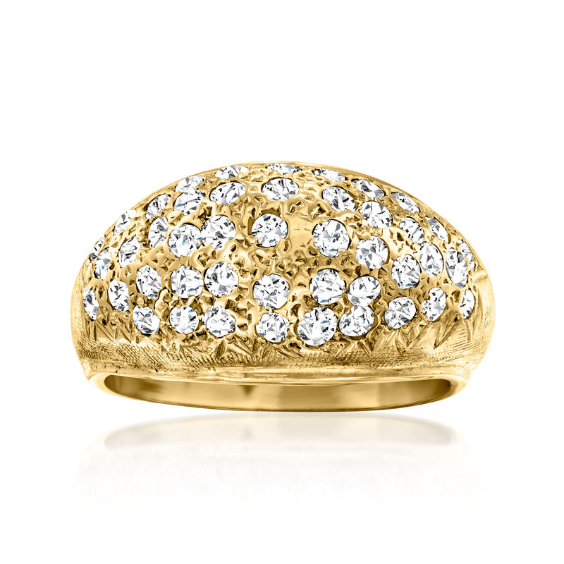 Vintage 14kt yellow gold diamond ring with pavé-set round diamonds