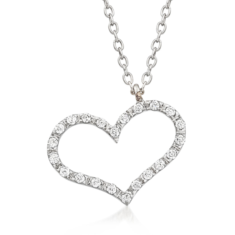 Diamond heart pendant necklace in white gold