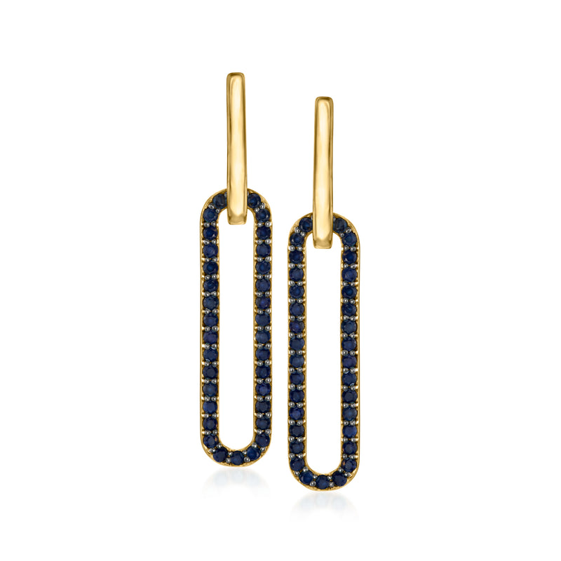 Sapphire paper clip link drop earrings in 18kt gold over sterling