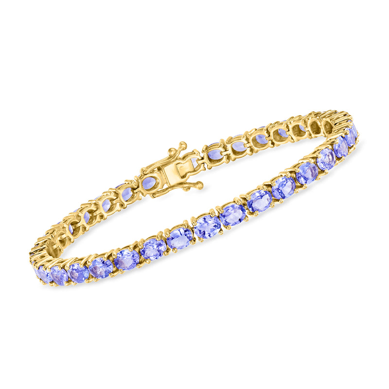 18kt gold over sterling tanzanite tennis bracelet with oval blue-violet stones