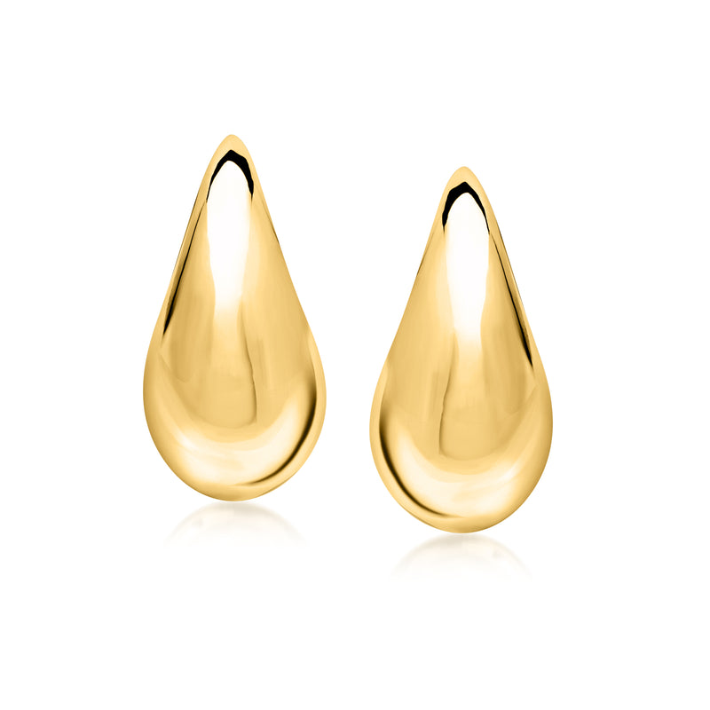 Gold over sterling teardrop drop earrings in a smooth mirror finish