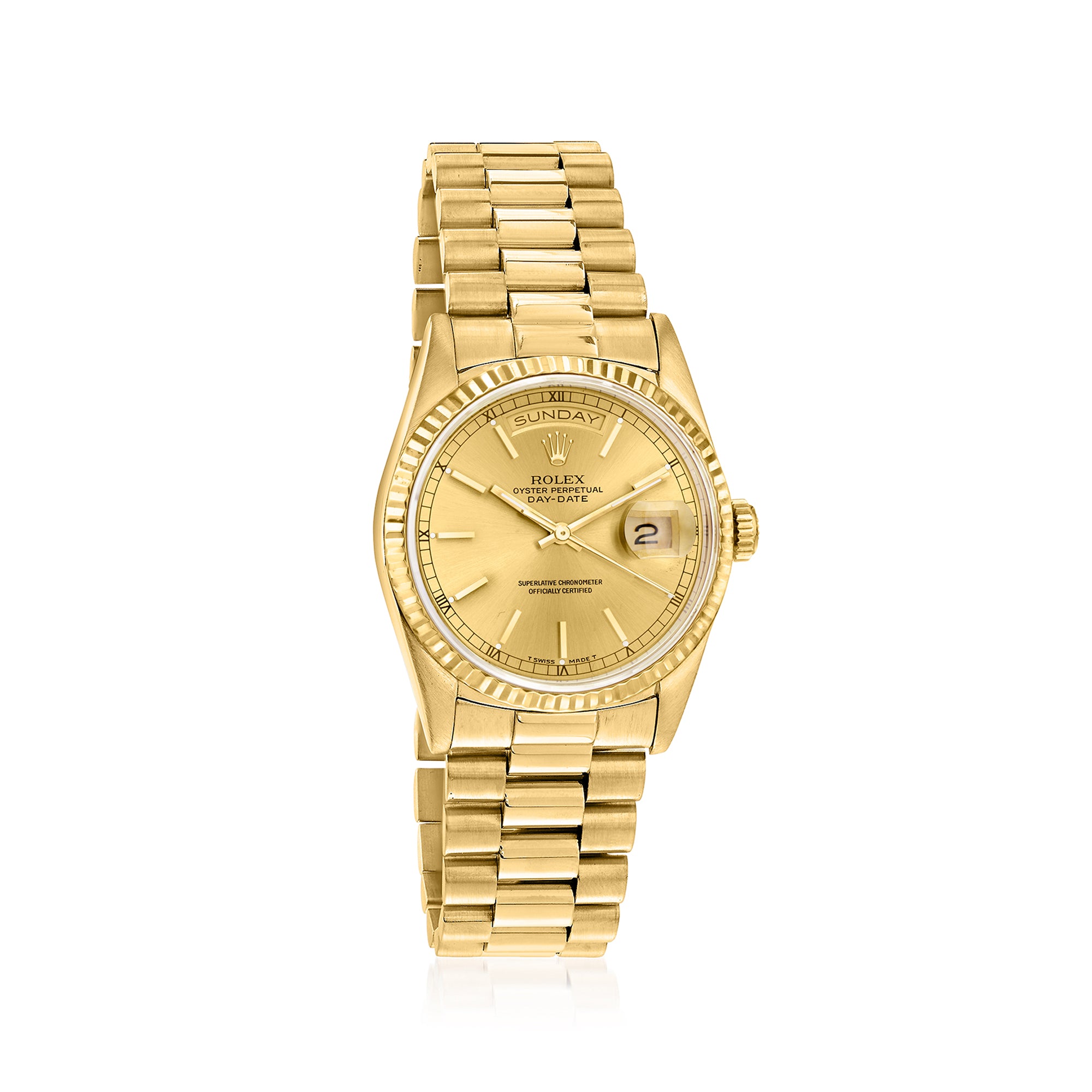 PreOwned Rolex DayDate Mens 36mm Automatic 18kt Yellow Gold Watch