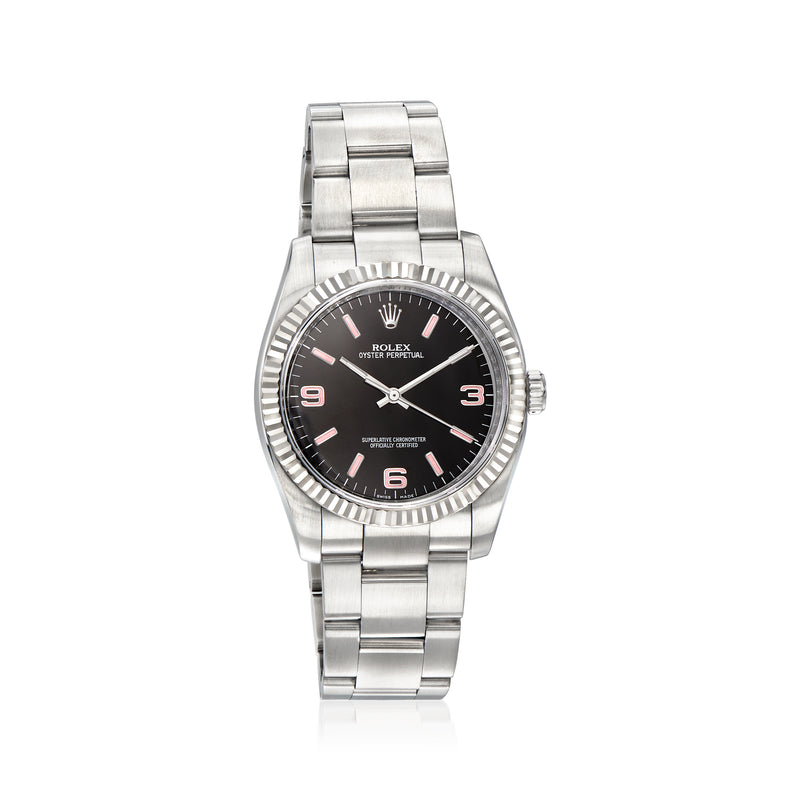 Pre-owned Rolex Oyster Perpetual men's 36mm automatic stainless watch with black dial