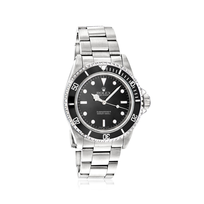 Rolex Submariner men's automatic watch with stainless bracelet, black dial and bezel