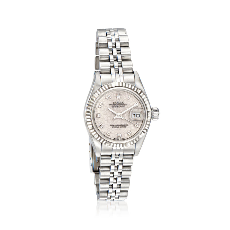 Stainless steel and white gold Rolex Datejust wristwatch with silver dial