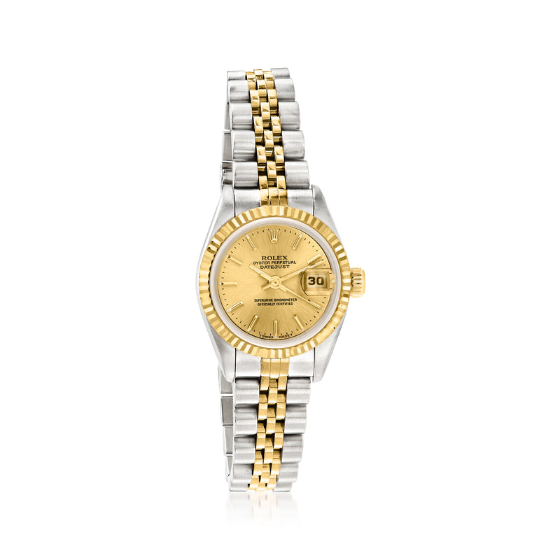 Women's Rolex Datejust 26mm automatic watch, two-tone stainless and 18k yellow gold, gold dial