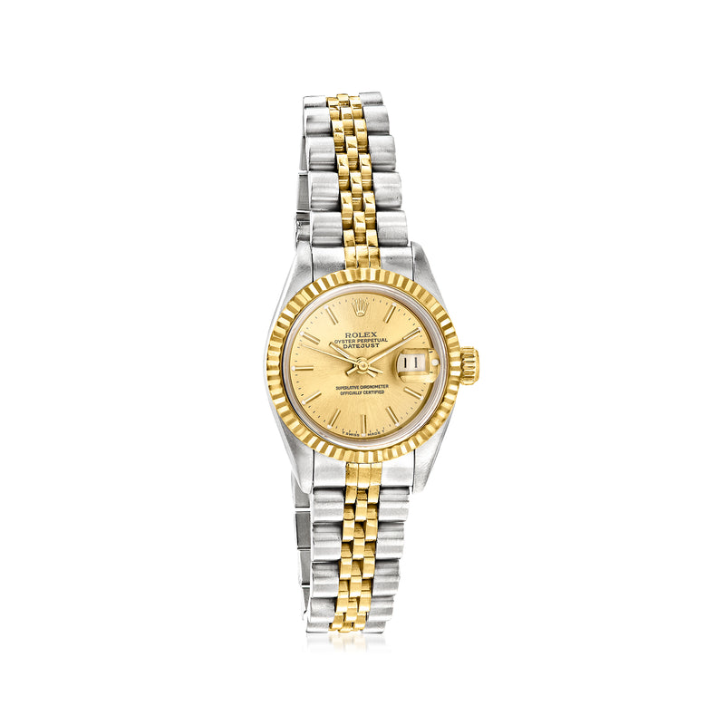 Two-tone stainless steel and 18kt yellow gold watch with gold dial, jubilee bracelet