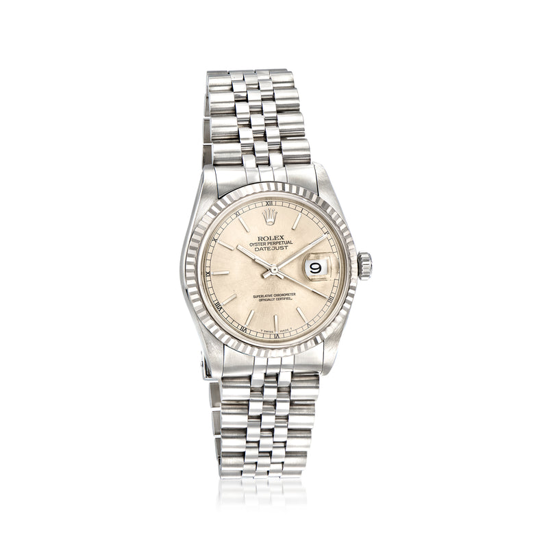 Men's Rolex Datejust wristwatch, stainless steel with 18kt white gold, champagne dial