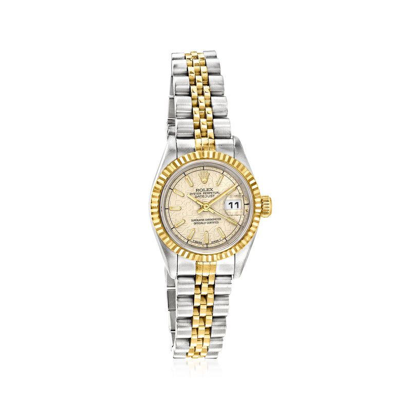 Pre-owned Rolex Datejust women's stainless and 18kt yellow gold watch, light dial