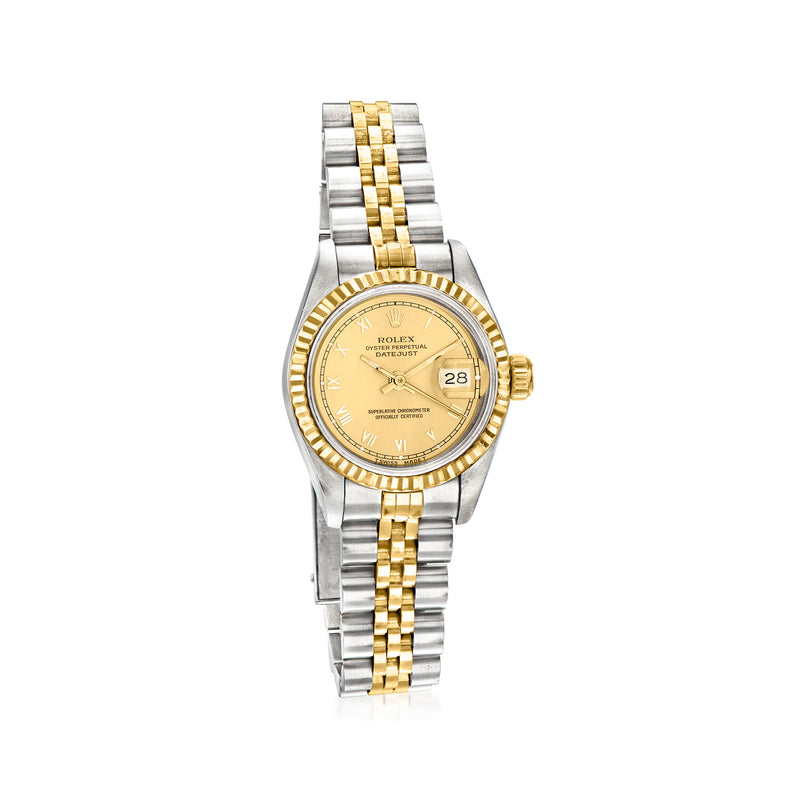 Women's Rolex Datejust wristwatch, two-tone steel and yellow gold, gold dial, bracelet