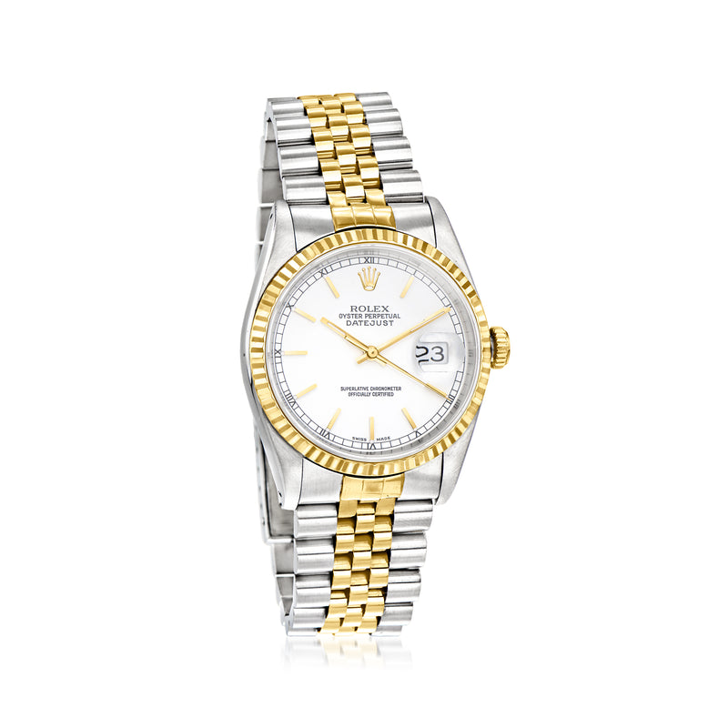 Rolex Datejust wristwatch, stainless steel with 18kt yellow gold, white dial, date window