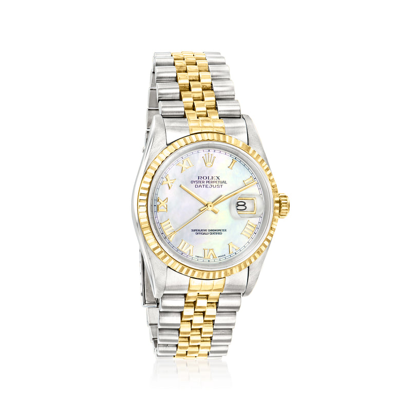 Men's Rolex Datejust wristwatch, two-tone stainless and 18kt yellow gold, white dial