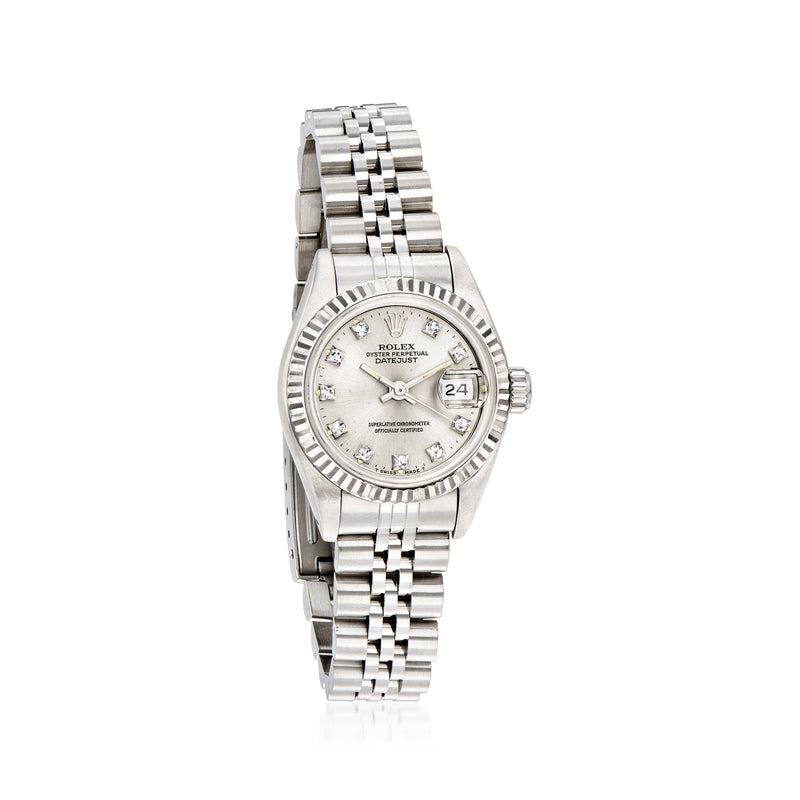Rolex Datejust women's watch, stainless steel bracelet and white gold bezel