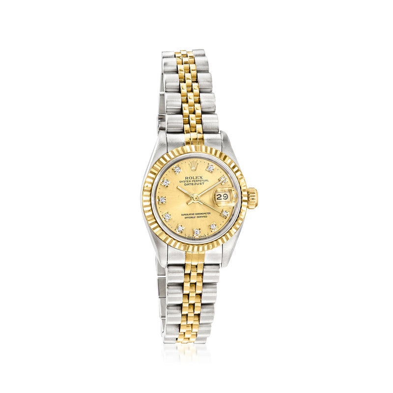 Two-tone stainless and 18k yellow gold Rolex Datejust wristwatch with diamond dial, jubilee bracelet