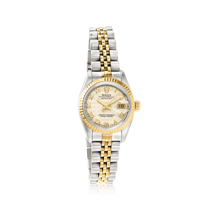 Women’s Rolex Datejust two-tone watch, gold bezel and stainless jubilee bracelet