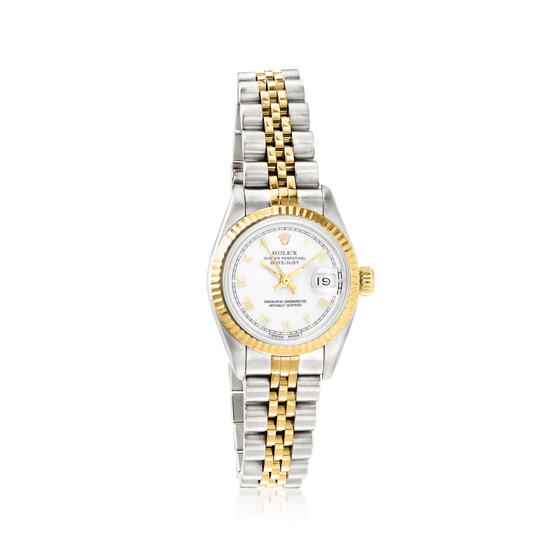 Two-tone stainless steel and 18k yellow gold wristwatch with white dial, jubilee bracelet