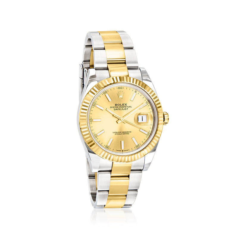 Rolex Datejust men's 41mm automatic watch, stainless steel and yellow gold, champagne dial