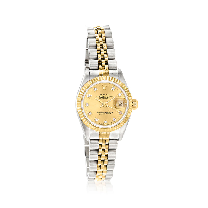 Rolex Datejust women's wristwatch, stainless steel and 18kt yellow gold, gold dial.