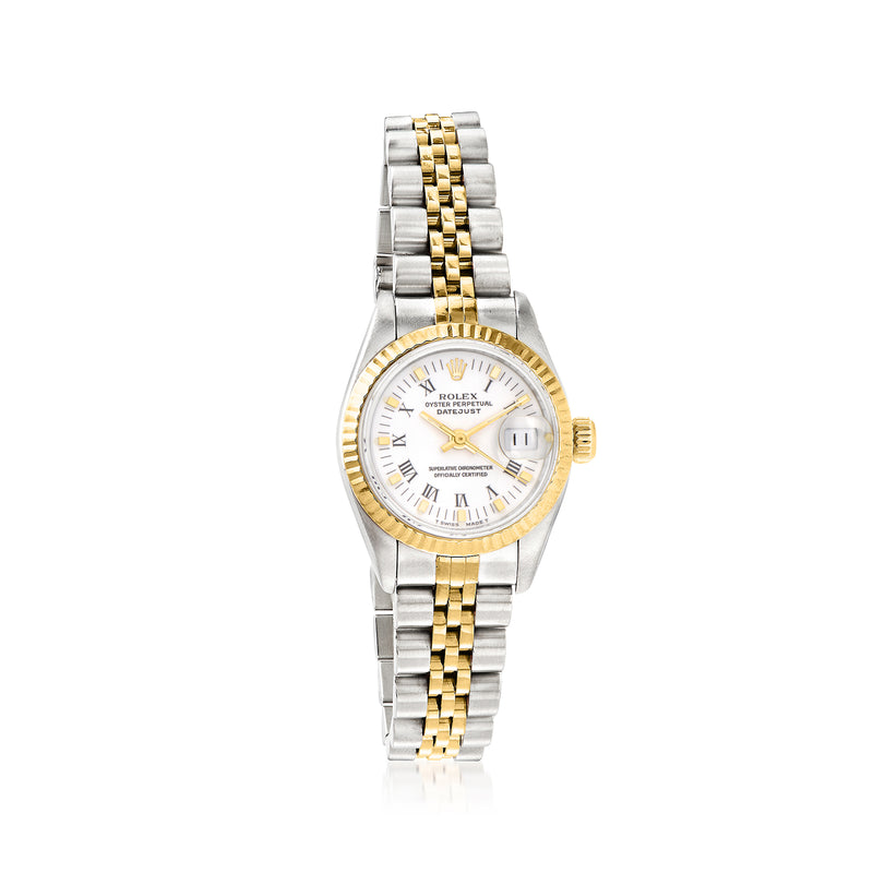 Rolex Datejust wristwatch with white dial, stainless and 18kt yellow gold bracelet