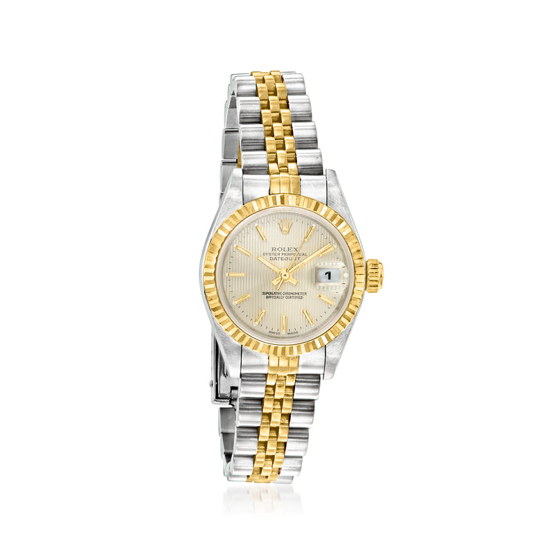 Two-tone stainless steel and 18k yellow gold Rolex Datejust wristwatch with champagne dial