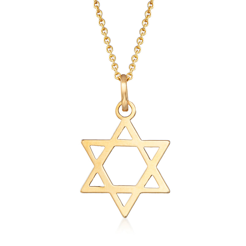 14kt yellow gold Star of David pendant on cable chain