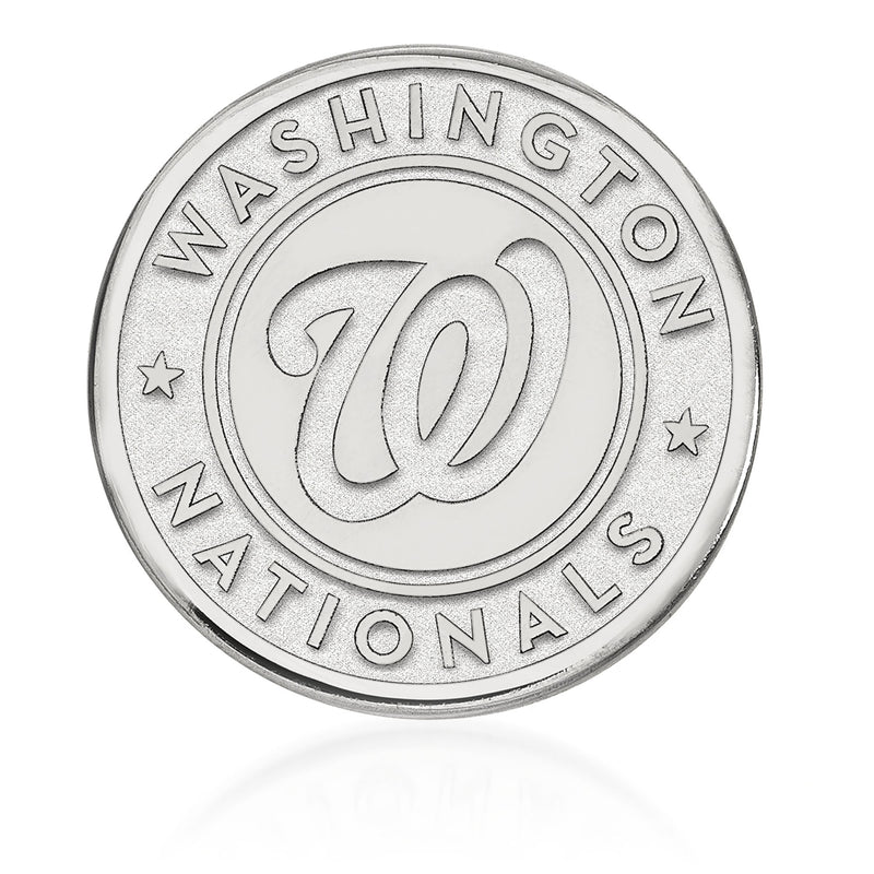 14kt white gold MLB Washington Nationals circular lapel pin with stars and Washington Nationals