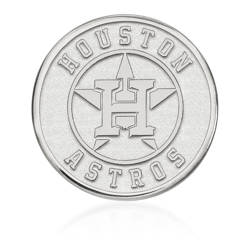 14kt white gold round MLB Astros lapel pin with H logo center