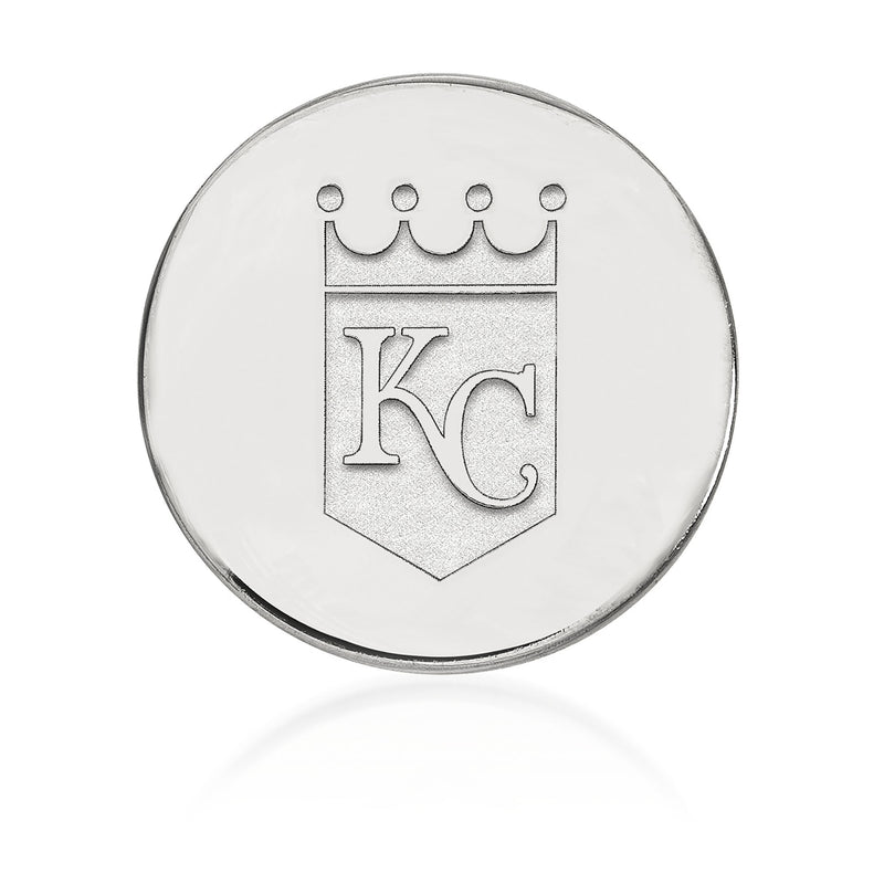 14kt white gold MLB Kansas City Royals circular lapel pin with KC logo