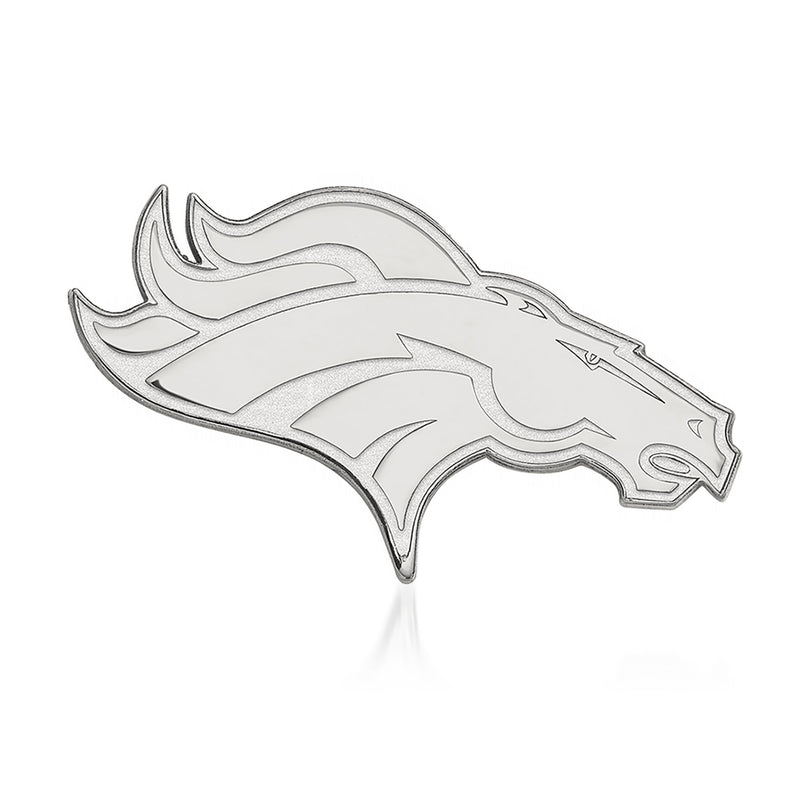 14kt white gold Denver Broncos horse-head lapel pin with detailed raised outline